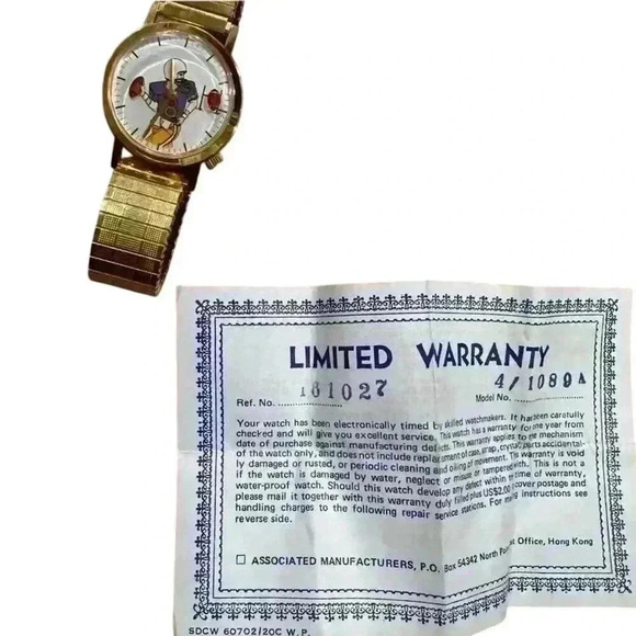 Spiro Agnew Vintage Boxer Motif Gold-Tone Unisex Wristwatch‎ Analog - Picture 2 of 2